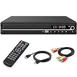 VATI DVD-Player für Fernseher, regionenfreier HDMI-DVD-Player für Smart-TV, unterstützt 1080P Full HD mit HDMI-Kabel, Fernbedienung, USB-Eingang